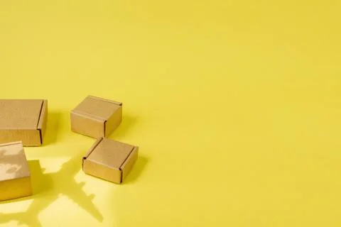 Shadow Airplane and stack of cardboard boxes. concept of air cargo and parcel 스톡 사진