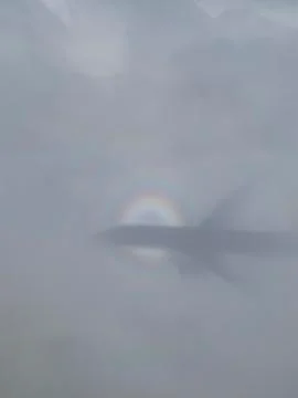 Shadow of the airplane on the  cloud Stock Photos