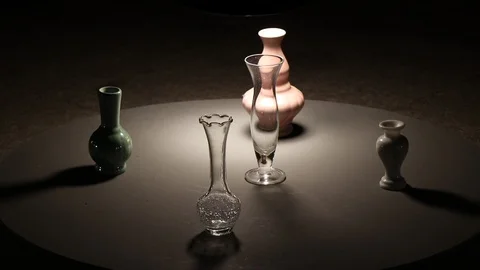 Shadow and lighting on ceramics vase and glass. Stock Footage 99718122