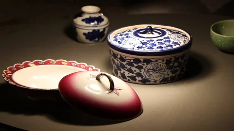 Shadow and lighting on Thai ceramics equipment. Stock Footage 99717924