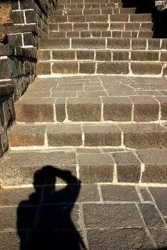Shadow and Stone Steps Stock Photos