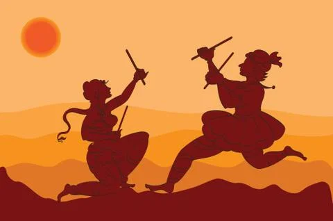 Shadow art, dancers Stock Illustration