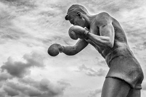 Shadow Boxer Stone Man Statue Stock Photos