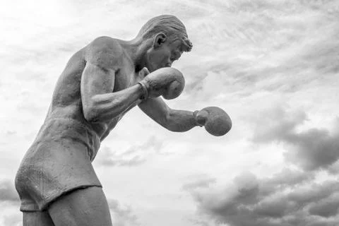 Shadow Boxer Stone Man Statue Stock Photos