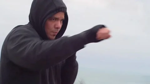 Shadow Boxing Left View Stock Footage 231413207