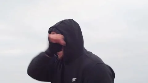 Shadow boxing profile view Stock Footage 231413128