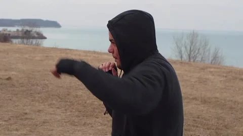 Shadow boxing right side view Stock Footage 231413304