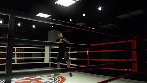 Shadow Boxing in the ring. The average plan Stock Footage 75025226