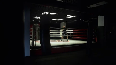 Shadow Boxing in the ring. The long-range plan Stock Footage 75025325