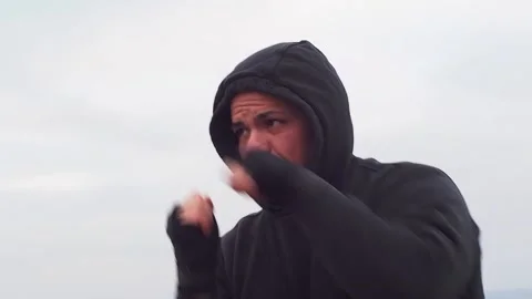 Shadow boxing side view Stock Footage 231413159