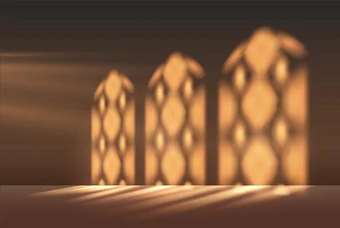Shadow on brown wall and floor vector illustration, sun light from decorative 스톡 일러스트