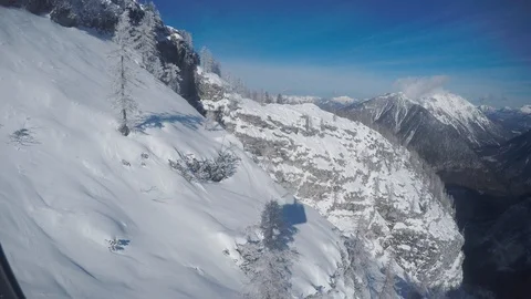 Shadow of Cable Car Running Ski Paradise Winter Austria Europe POV Stock Footage 104114258