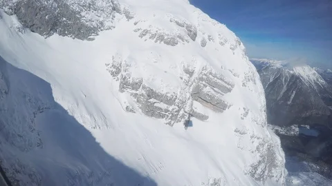 Shadow of Cable Car Running Ski Paradise Winter Austria Europe POV Stock Footage 104114447