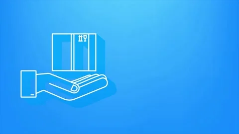 Shadow Carton parcel box in hands. Shipping delivery symbol. Gift box icon Stock Footage 169276134