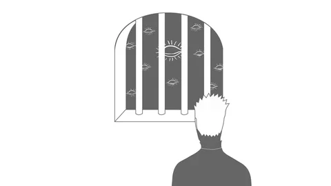 Shadow character escapes from a prison animation Stock Footage 108870930