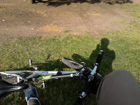 Shadow of cyclist in a break Stock Photos