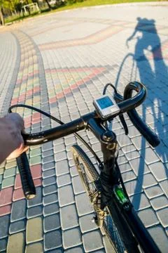 Shadow of a cyclist Stock Photos