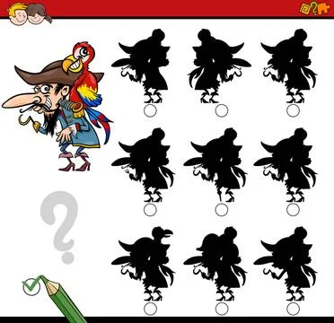 Shadow differences activity Cartoon Illustration of Find the Shadow withou... Stock Photos