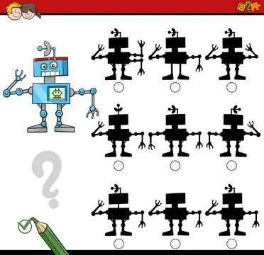 Shadow differences activity game Cartoon Illustration of Find the Shadow w... Stock Photos