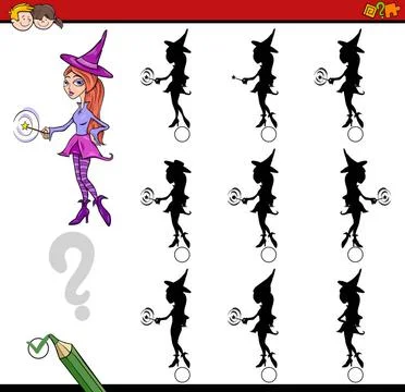 Shadow differences worksheet Cartoon Illustration of Find the Shadow witho... Foto stock