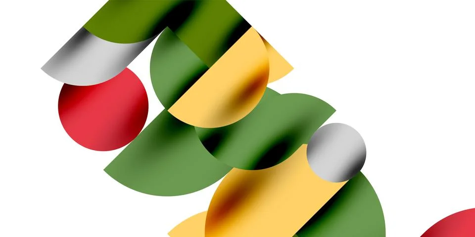 Shadow effect shiny circles and round triangles geometric modern art. Vector Ilustración de archivo