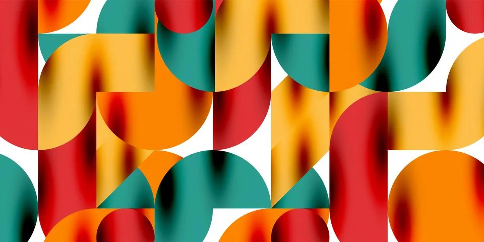 Shadow effect shiny circles and round triangles geometric modern art. Vector Ilustración de archivo