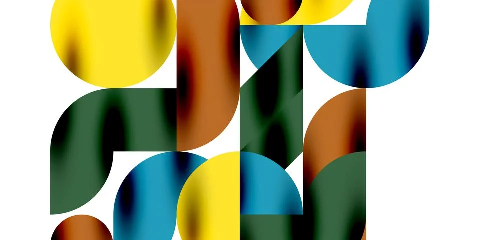 Shadow effect shiny circles and round triangles geometric modern art. Vector Ilustración de archivo