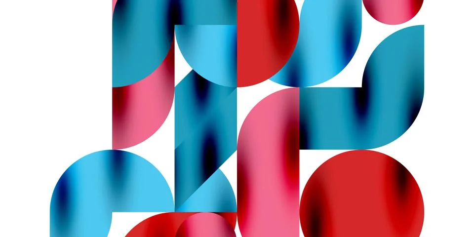 Shadow effect shiny circles and round triangles geometric modern art. Vector Ilustración de archivo