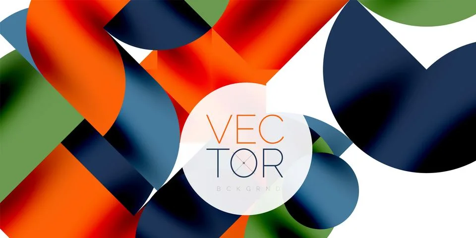 Shadow effect shiny circles and round triangles geometric modern art. Vector Ilustración de archivo