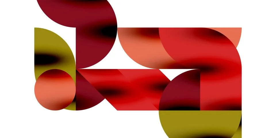 Shadow effect shiny circles and round triangles geometric modern art. Vector Ilustración de archivo
