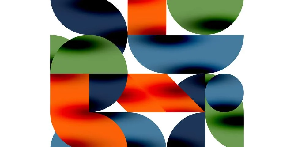 Shadow effect shiny circles and round triangles geometric modern art. Vector Stock Illustration