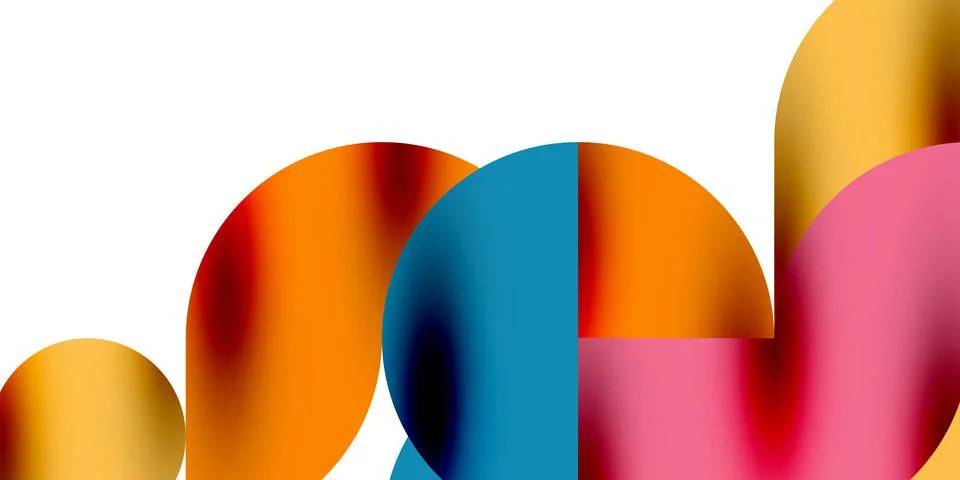 Shadow effect shiny circles and round triangles geometric modern art. Vector Ilustración de archivo