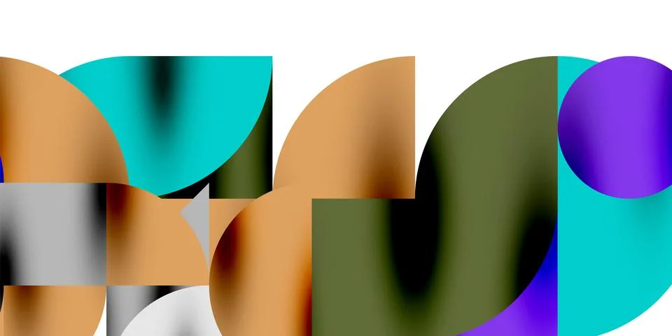 Shadow effect shiny circles and round triangles geometric modern art. Vector Ilustración de archivo