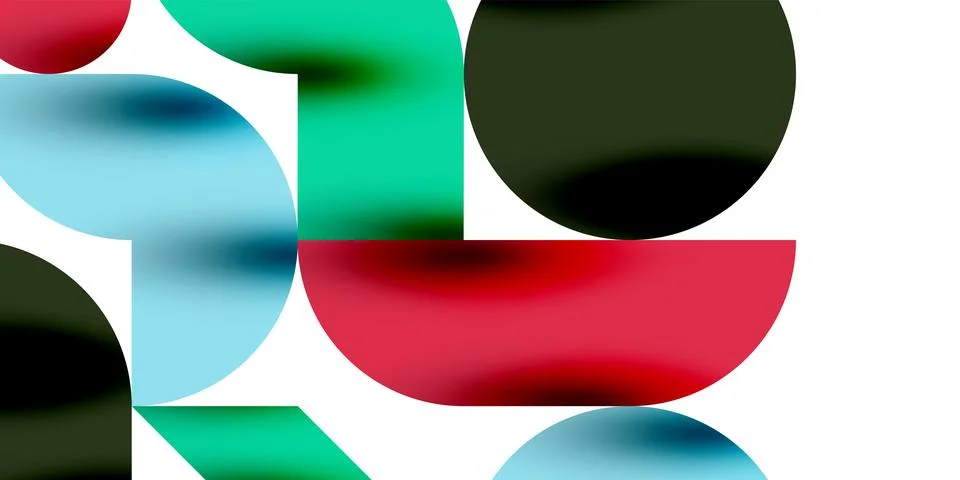 Shadow effect shiny circles and round triangles geometric modern art. Vector Ilustración de archivo