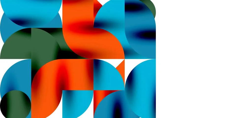 Shadow effect shiny circles and round triangles geometric modern art. Vector Ilustración de archivo