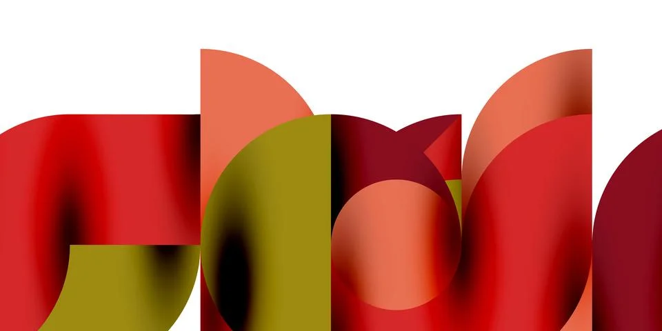 Shadow effect shiny circles and round triangles geometric modern art. Vector Ilustración de archivo