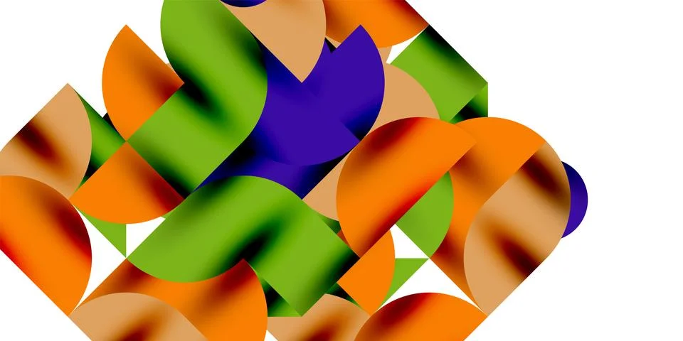 Shadow effect shiny circles and round triangles geometric modern art. Vector Ilustración de archivo