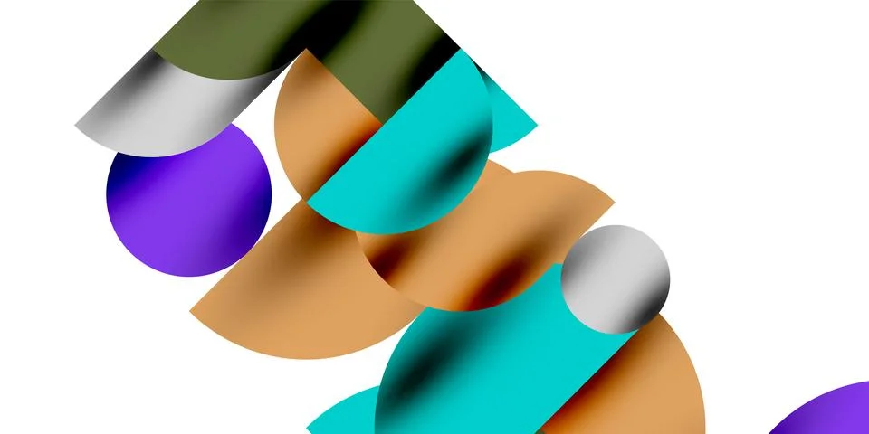 Shadow effect shiny circles and round triangles geometric modern art. Vector Ilustración de archivo