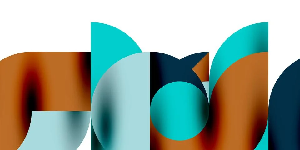 Shadow effect shiny circles and round triangles geometric modern art. Vector Ilustración de archivo