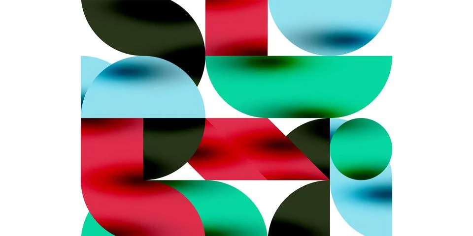 Shadow effect shiny circles and round triangles geometric modern art. Vector Ilustración de archivo