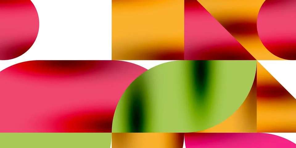 Shadow effect shiny circles and round triangles geometric modern art. Vector Ilustración de archivo