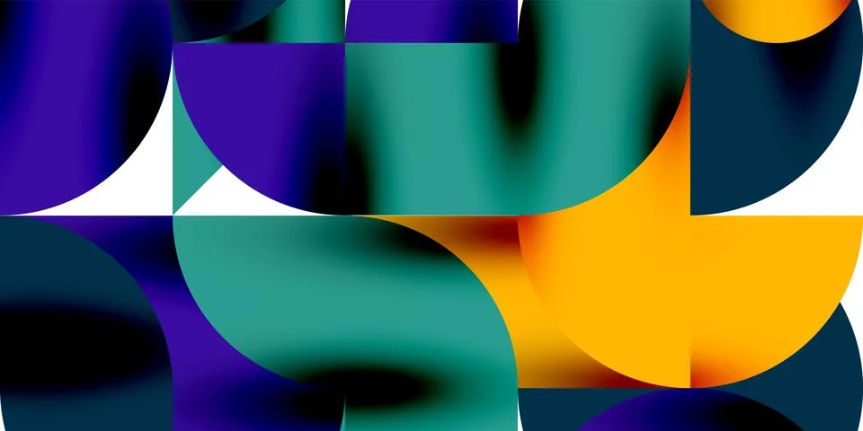 Shadow effect shiny circles and round triangles geometric modern art. Vector Ilustración de archivo