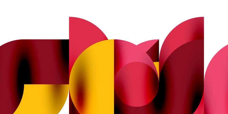 Shadow effect shiny circles and round triangles geometric modern art. Vector Ilustración de archivo