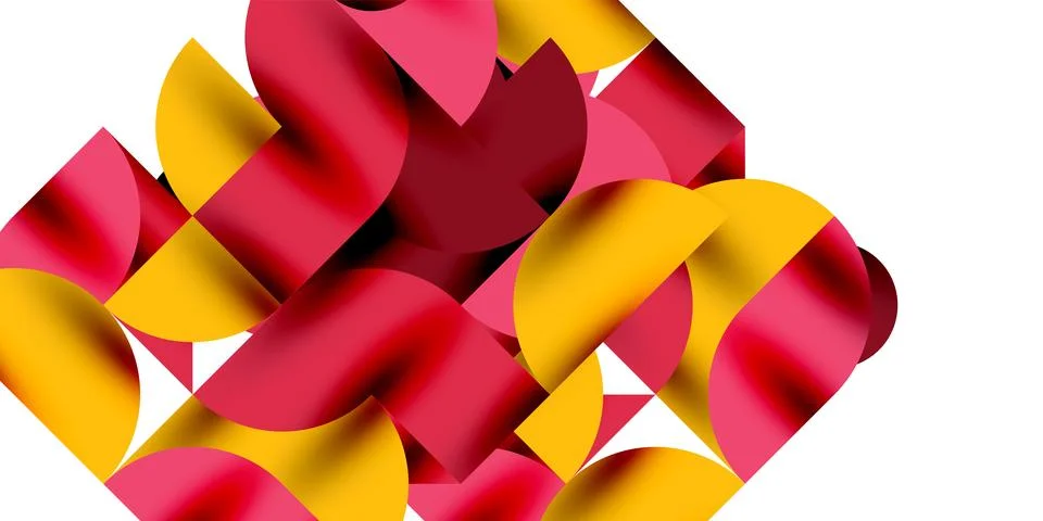 Shadow effect shiny circles and round triangles geometric modern art. Vector Ilustración de archivo