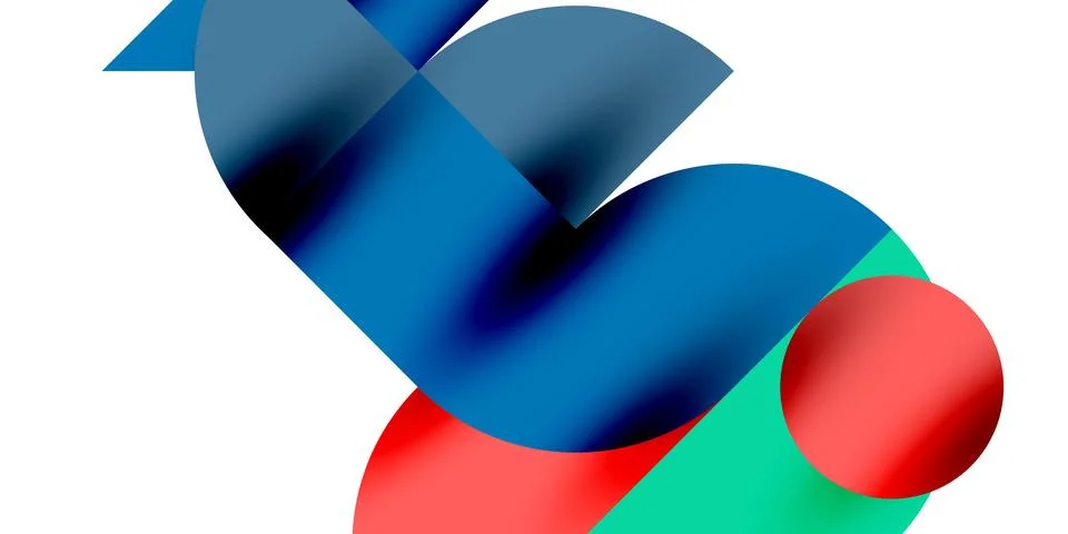 Shadow effect shiny circles and round triangles geometric modern art. Vector Ilustración de archivo