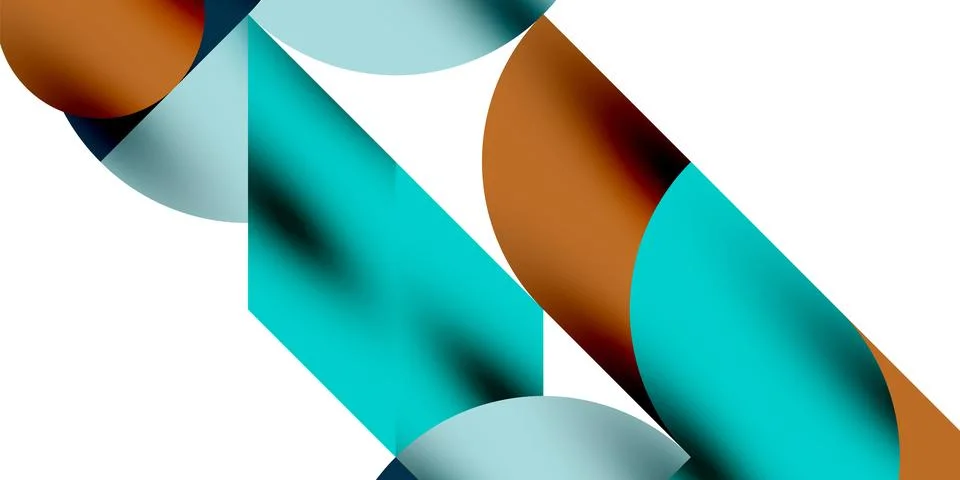 Shadow effect shiny circles and round triangles geometric modern art. Vector Ilustración de archivo