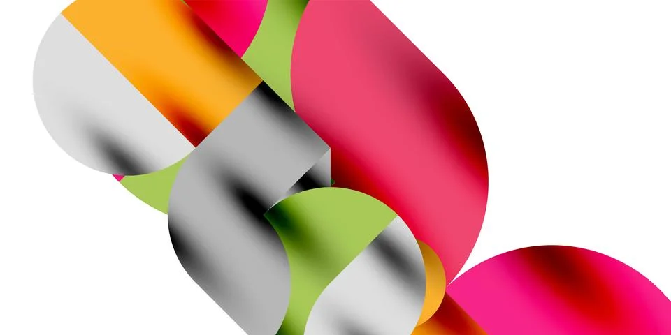 Shadow effect shiny circles and round triangles geometric modern art. Vector Ilustración de archivo