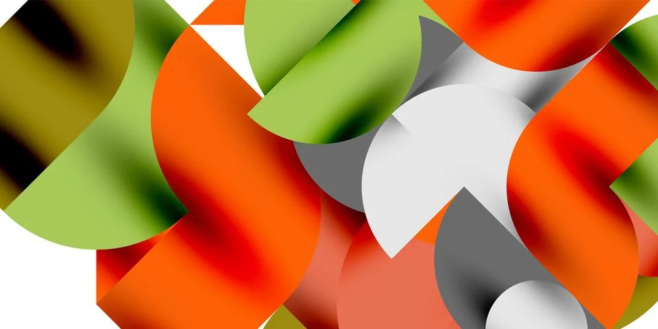 Shadow effect shiny circles and round triangles geometric modern art. Vector Stock Illustration