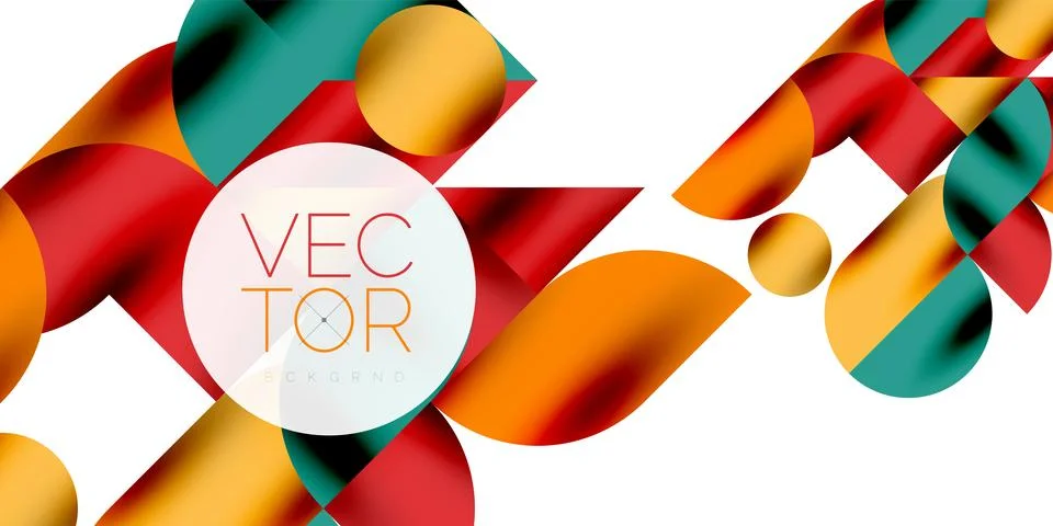 Shadow effect shiny circles and round triangles geometric modern art. Vector Stock Illustration