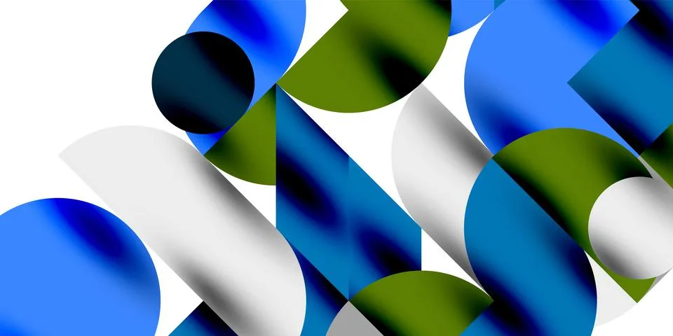 Shadow effect shiny circles and round triangles geometric modern art. Vector Ilustración de archivo